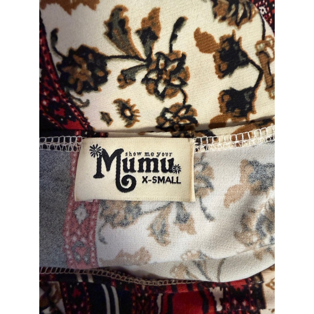 Show Me Your Mumu Mini Tunic Dress women’s XS Red Black Floral Boho Long Sleeve - Picture 14 of 16